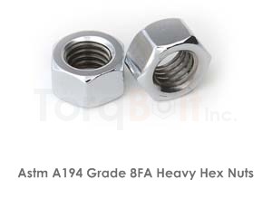 Astm A194 Grade 8FA Heavy Hex Nuts / ASME SA194 Grade 8FA Heavy Hex Nuts