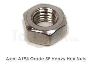 Astm A194 Grade 8P Heavy Hex Nuts / ASME SA194 Grade 8P Heavy Hex Nuts